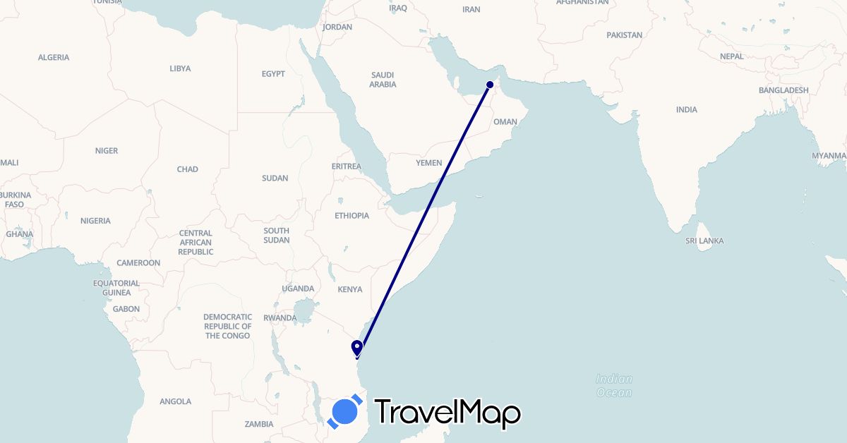 TravelMap itinerary: driving in United Arab Emirates, Tanzania (Africa, Asia)